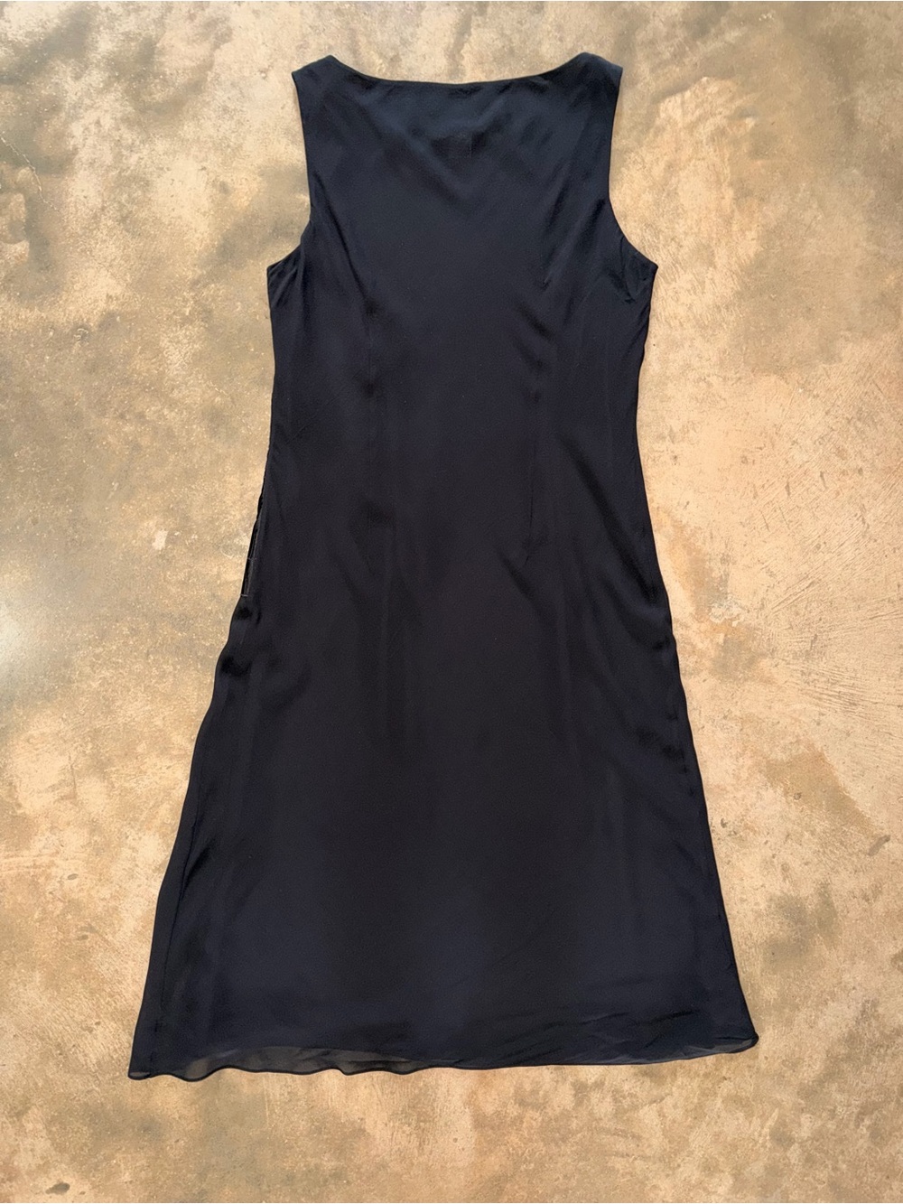Adrianna Papell 100% Silk Black Midi Dress Floral Appliqué Size 10 - Picture 2 of 6